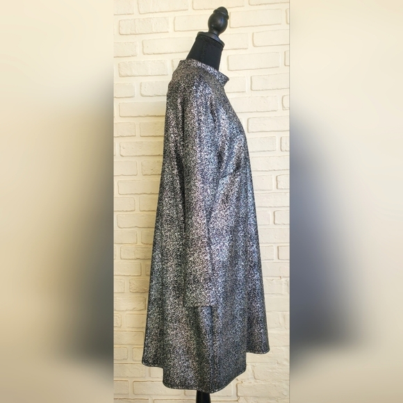 Nicole Miller Silver Gray Metallic Long Sleeve Sparkly Party Dress Plus 1X NEW - Picture 4 of 10